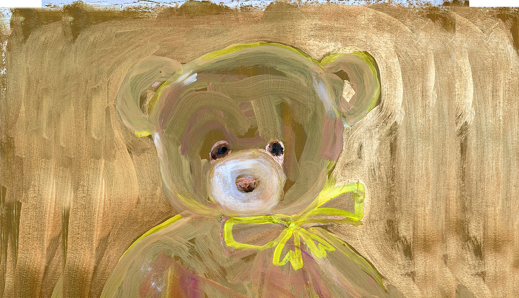 Rose Gold Teddy Bear Painting Luxury home decor art 