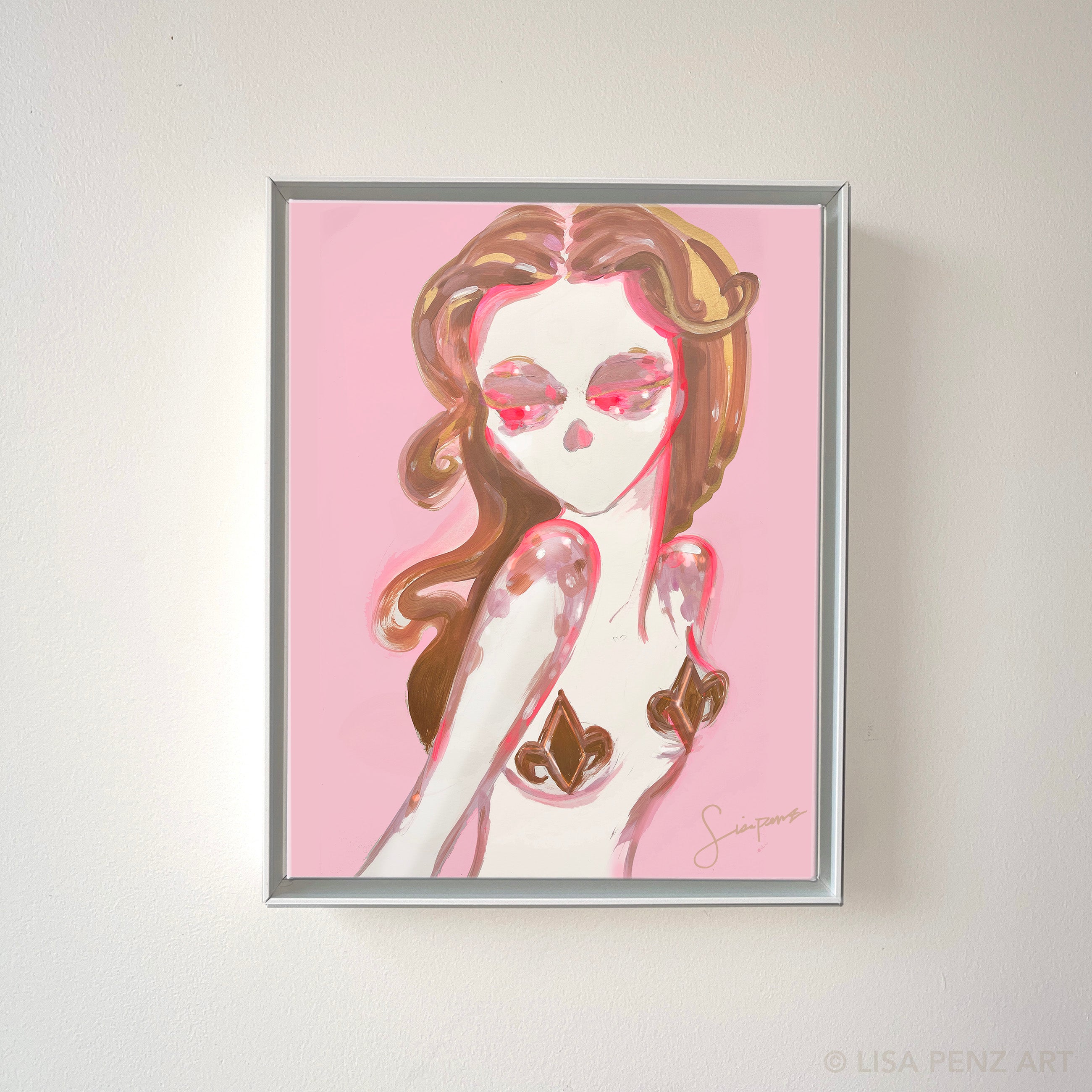 New Orleans female artist fleur de lis pink painting