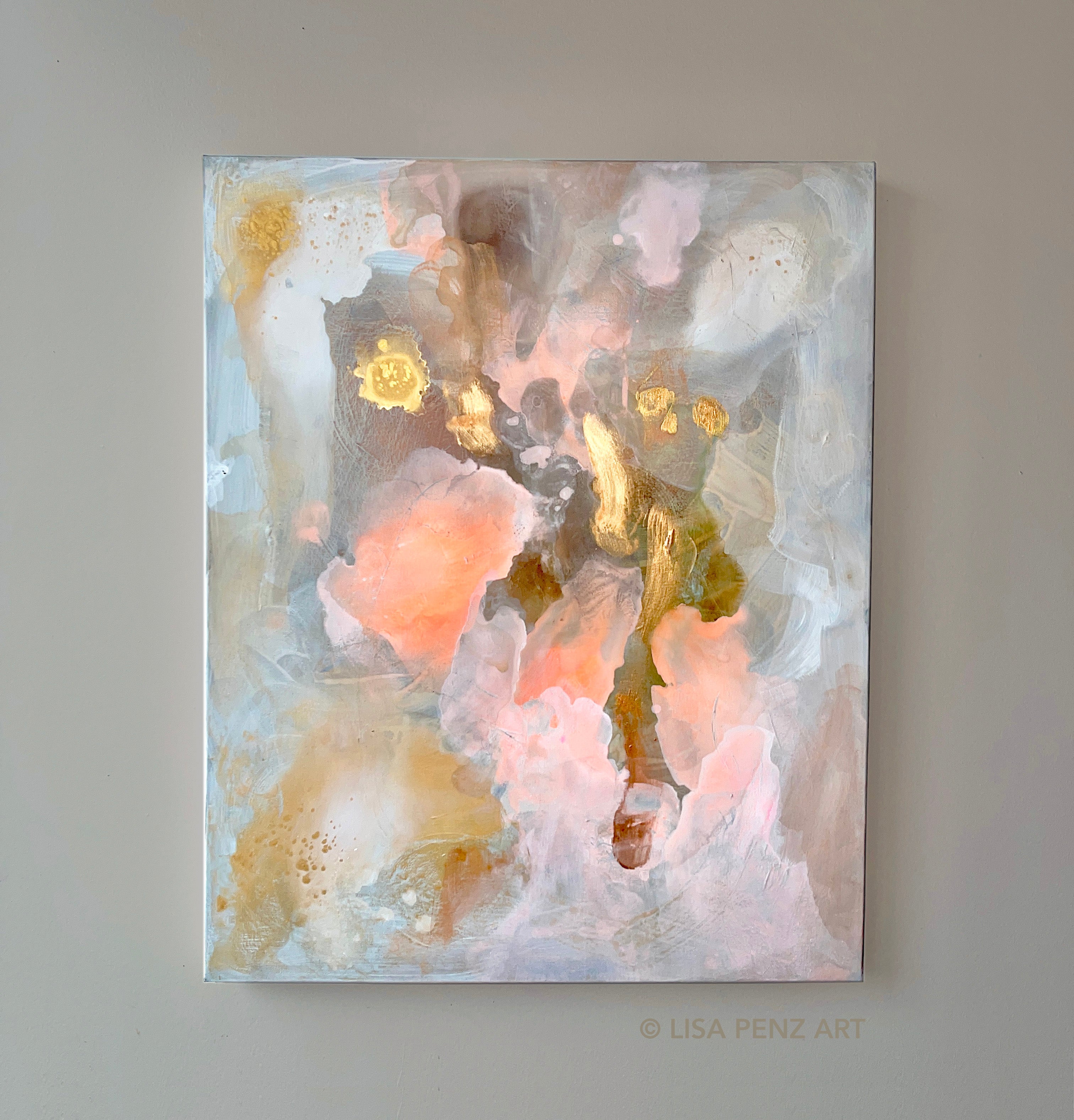 unique warm gold neutral palette abstract painting palm beach